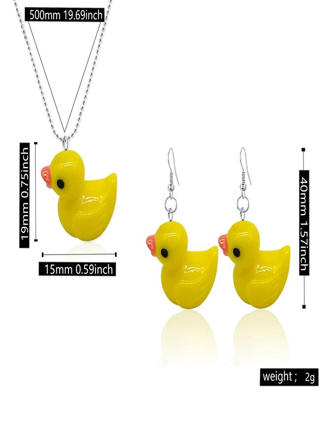 Anmpab 5 Pairs Weird Rein Cute Yellow Duck Drop Earring Necklace Set Funny Kawaii for Women Jewelry Lovely Duck Animal Dangle Earring Set Statement (5 Pairs Duck- White+Yellow+Pink+Green+Violet) - Image 4
